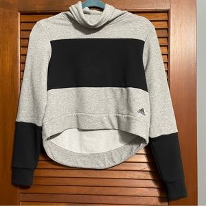 Adidas Cropped XS Grey/Black Turtleneck Sweatshirt